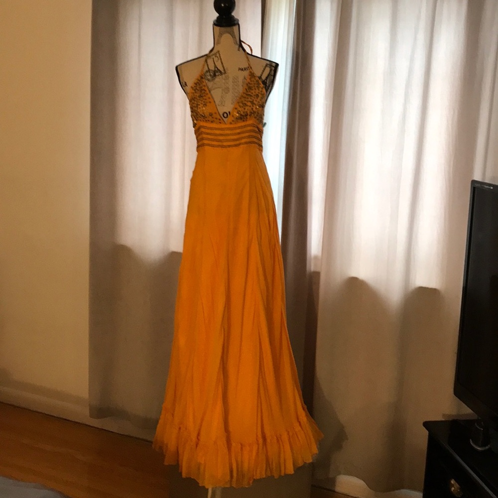 Marciano silk chiffon gown
